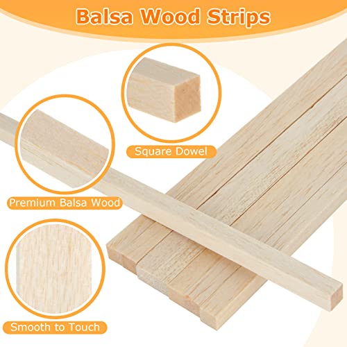 Oungy 100Pack Balsa Wood Sticks 12X3/8X3/8 Inch Unfinished Thin Wood Strips Square Wood Dowel Rods Wooden Sticks For Craft Projects Making Diy Supplies #TOP2