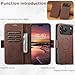 JCGOOD Leather Magnetic Wallet Case for iPhone17 Pro Max Compatible with MagSafe & Wireless Charging, 3 Card Slots & ID Holder, Kickstand, 360° Military Shockproof Protection Premium Brown