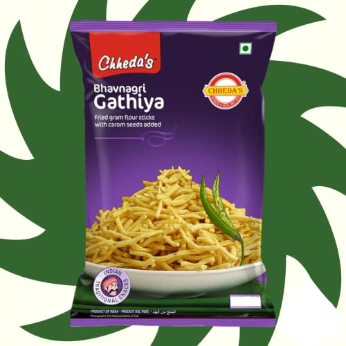 Image of Chheda's - Bhavnagri Gathiya - Fried Gram Flour Sticks, Carom Seeds - 350 Gm Pack of 3