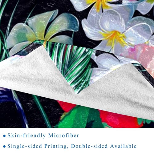Couverture perroquet et hibiscus 150x200 cm en microfibre pour lit et canapé - 3