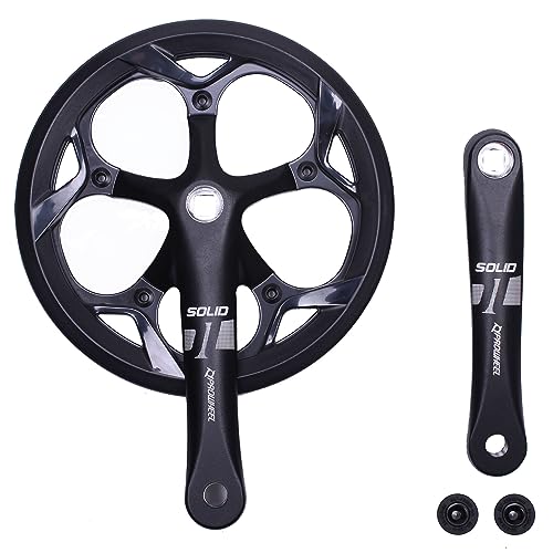 PROWHEEL 130MM BCD 52T Fahrrad-Kurbelgarnitur,165MM/170MM/172.5MM/175MM Kurbelarmsatz,Kettenrad und Ersatz-Kettenschutz,Kompatibel mit Stadtrad, Klapprad, Rennrad, MTB, Elektrofahrrad(Kurbelarm 170mm)