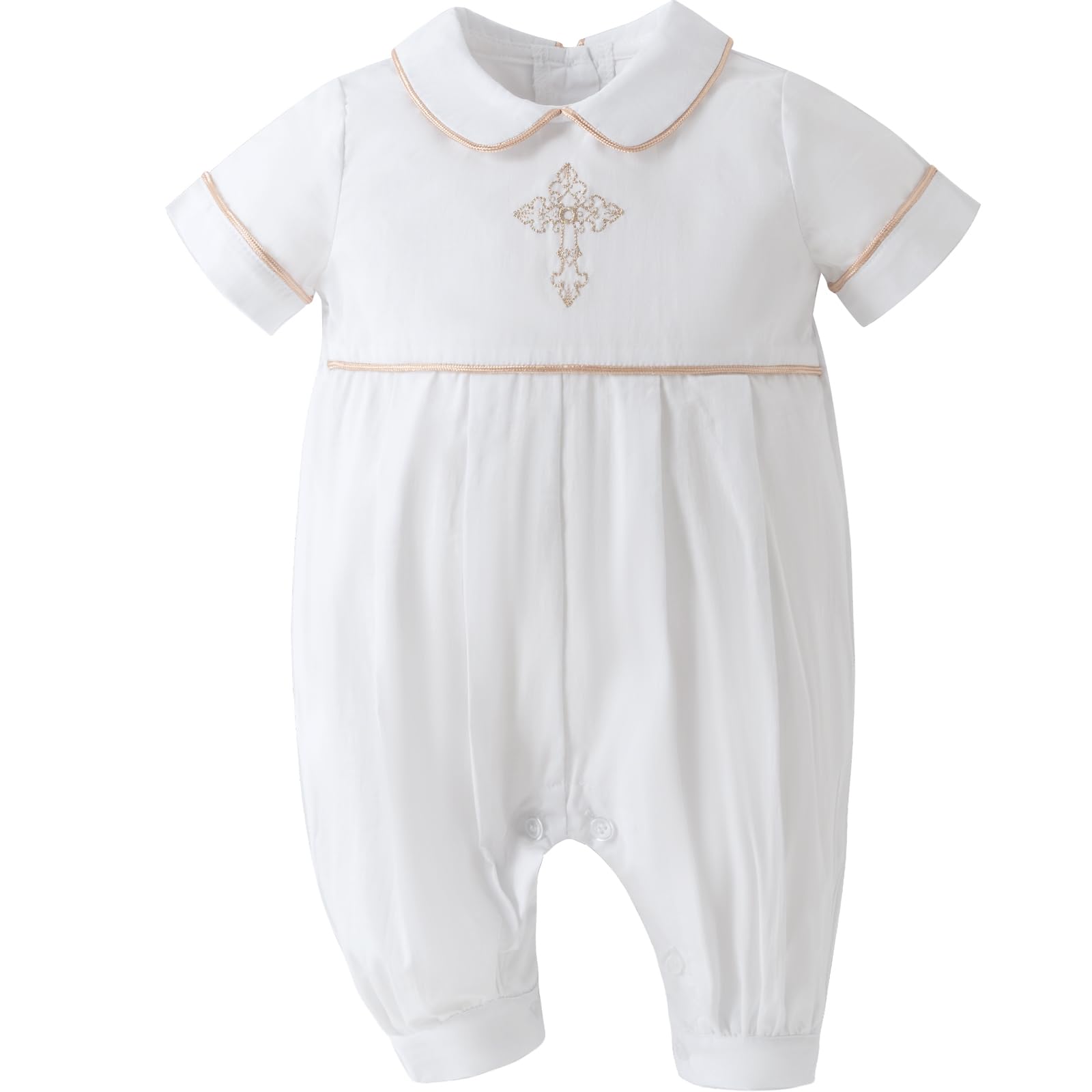 Booulfi Baptism Christening Outfits for Boys Easter White Romper Baby Romper Church Newborn Clothes