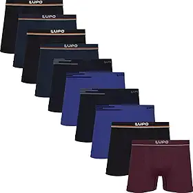 Kit 10 Cuecas Lupo Boxer Microfibra Poliamida Sem Costura Adulto Masculino