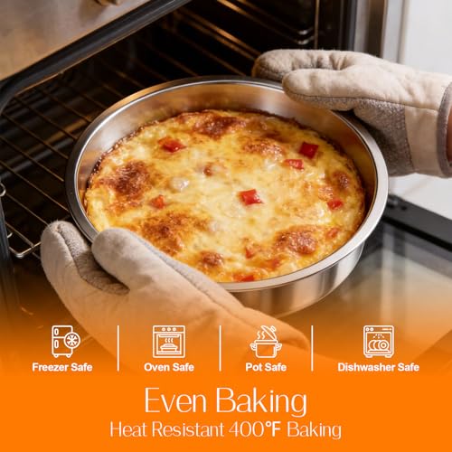 tifanso 3PCS 8" Round Stainless Steel Even Heating Cake Pans for Baking - Image 3