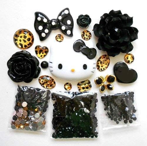 lovekitty - DIY 3D Kitty Inspired Cell Phone Case Resin Flat Back Kawaii Cabochons Deco Kit/Set (not a Finished Product)