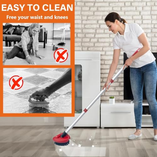 Image of Spin Mop Replace Scrub Brush Head Compatible with O Cedar RinseClean 2-Tank | Upgraded Dual-Texture Scrubber,Grey Soft for Foam & Black Stiff for Stain,20 Angled for Corners,Perfect for Kitchen,Bathroom