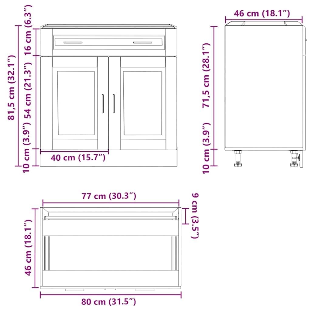 vidaXL Küchenunterschrank Porto Hochglanz-Weiß Holzwerkstoff, Spülenunterschrank, Schrank Küche, Lagerschrank, Unterschrank für Küche, Küchenzeile