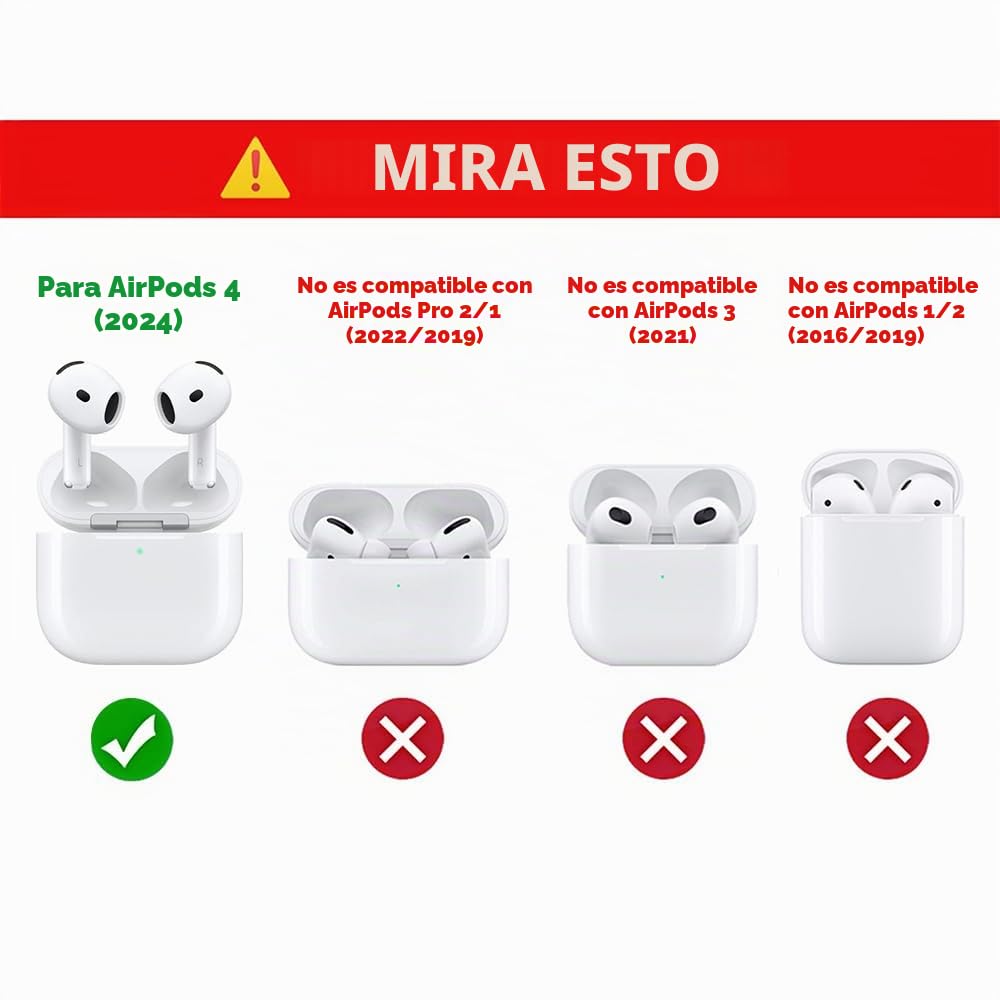Pack de 4 fundas bonitas para AirPods 4 auriculares (2024), XMBYGY funda de carga de silicona con dibujos de caricatura, a prueba de golpes, con mosquetón para hombre, mujer, adolescente (CATpk+AVO+