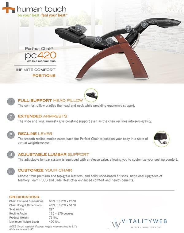 Sillón reclinable manual negro cuero premium miniatura 4