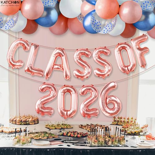 Image of KatchOn, Rose Gold Class of 2026 Balloons - 16 Inch | Graduation Balloons, Graduation Decorations Class of 2026 | Class of 2026 Decorations, Graduation Balloons Class of 2026 | Graduation Decorations