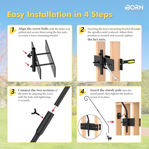 iBorn Fence Deck Hook Rail Heavy Duty Hummingbird Feeder Hanger 28 Inch Railing Hanging Hook for Bird Feeder, Suet Baskets, Planters, Wind Chimes, Solid Wire, 180 Degree Rotary, Pack of 2 by iBorn - Image 7