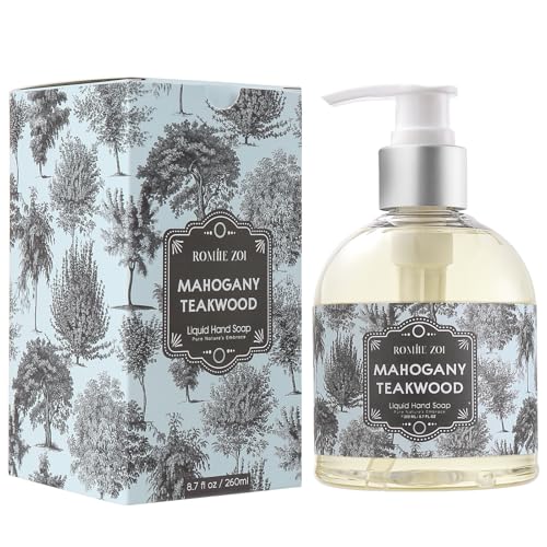 Image of ROMIIE ZOI Liquid Hand Soap with Jojoba Oil and Vitamin B5 - Teakwood - 260ml / 8.7 fl.oz with Gift Box