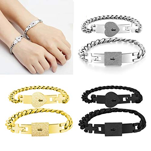 N/A/ XTYaa 2 Stks Rvs Lover Hart Liefde Lock Key Armband Kit Paar Sieraden Sets - Image 8