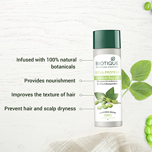 Image of Biotique Bio Soya Protein Fresh Nourishing Shampoo | Repairs Dry and Damaged Hair |Maintains pH Balance |Promotes Healthy Shiny Hair| Prevents Color Fading | All Skin Types | 120ml