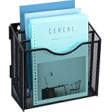 TSDRBWO Metall-Mesh-Büroorganizer mit 3 Vertikalsektionen, A4-Wandaufbewahrung für Dokumente & Magazinschrank, Metall-Desktop-Ordnerorganizer für Zuhause, Büro & Klassenzimmer, Schwarz