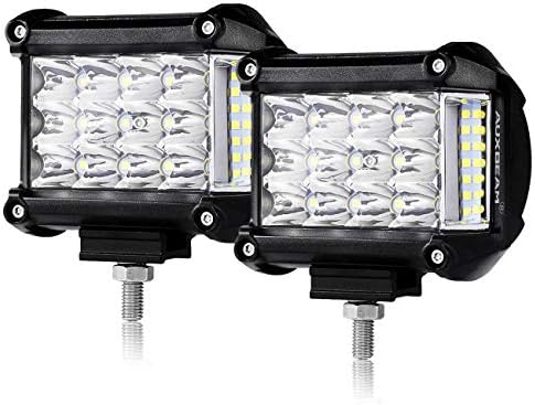 Lot De 2 Phares Auxiliaires LED AUXBEAM 4 Pouces Spot/Flood - Pour Jeep Wrangler JK 2007-2018 - 6000K