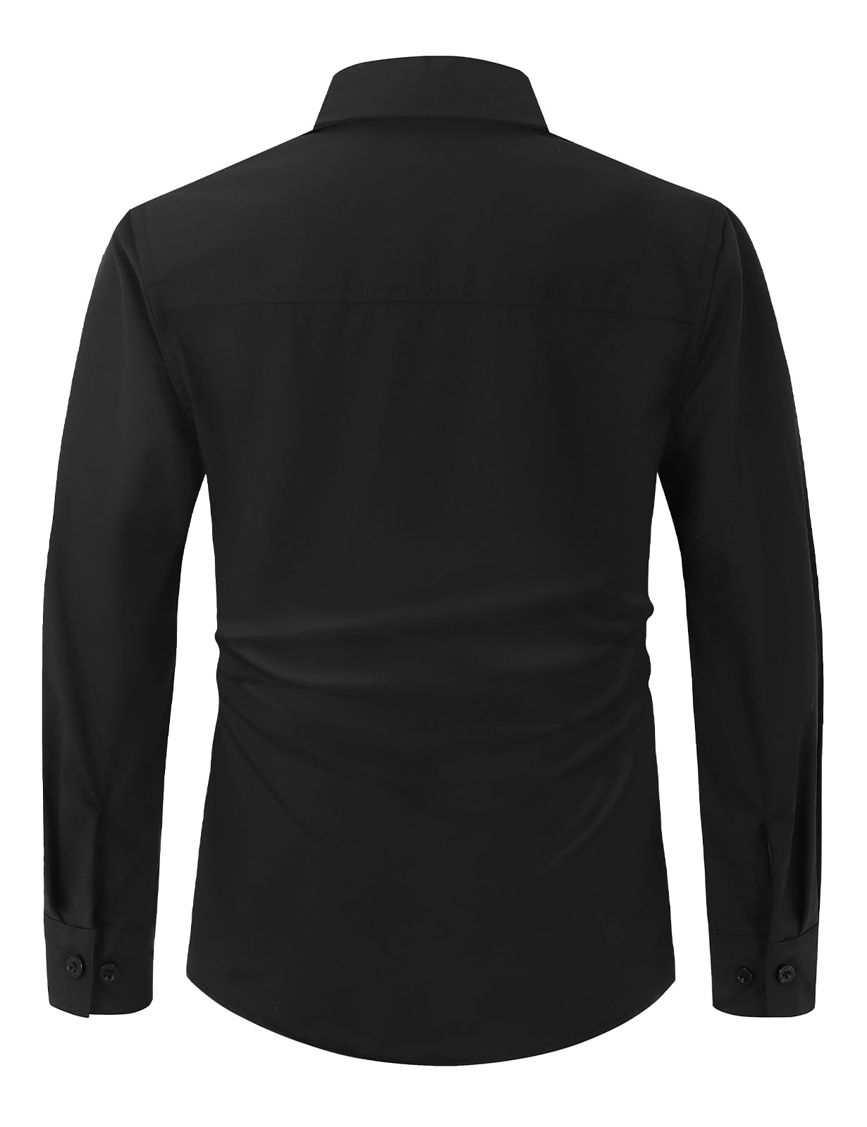 Spring&Gege Camisas elásticas de manga larga para chicos, fáciles de planchar, corte regular, sólido, camisa para traje regional, clásico, diario, boda, graduación, escuela