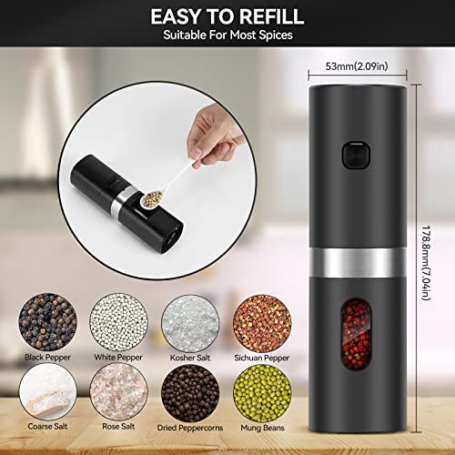 Bonnight Electric Salt And Pepper Grinder Set, Automatic Salt & Pepper Mill Refillable With Rechargeable Base, Usb Cables, 2 Adjustable Coarseness Mills, One Hand Operation, Led Light #TOP4