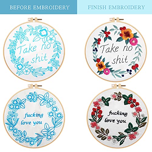 Nuberlic 2 Pack Embroidery Kits For Beginners, Cross Stitch Starter Kit Adults Include 2 Embroidery Cloth With Pattern thumb #2