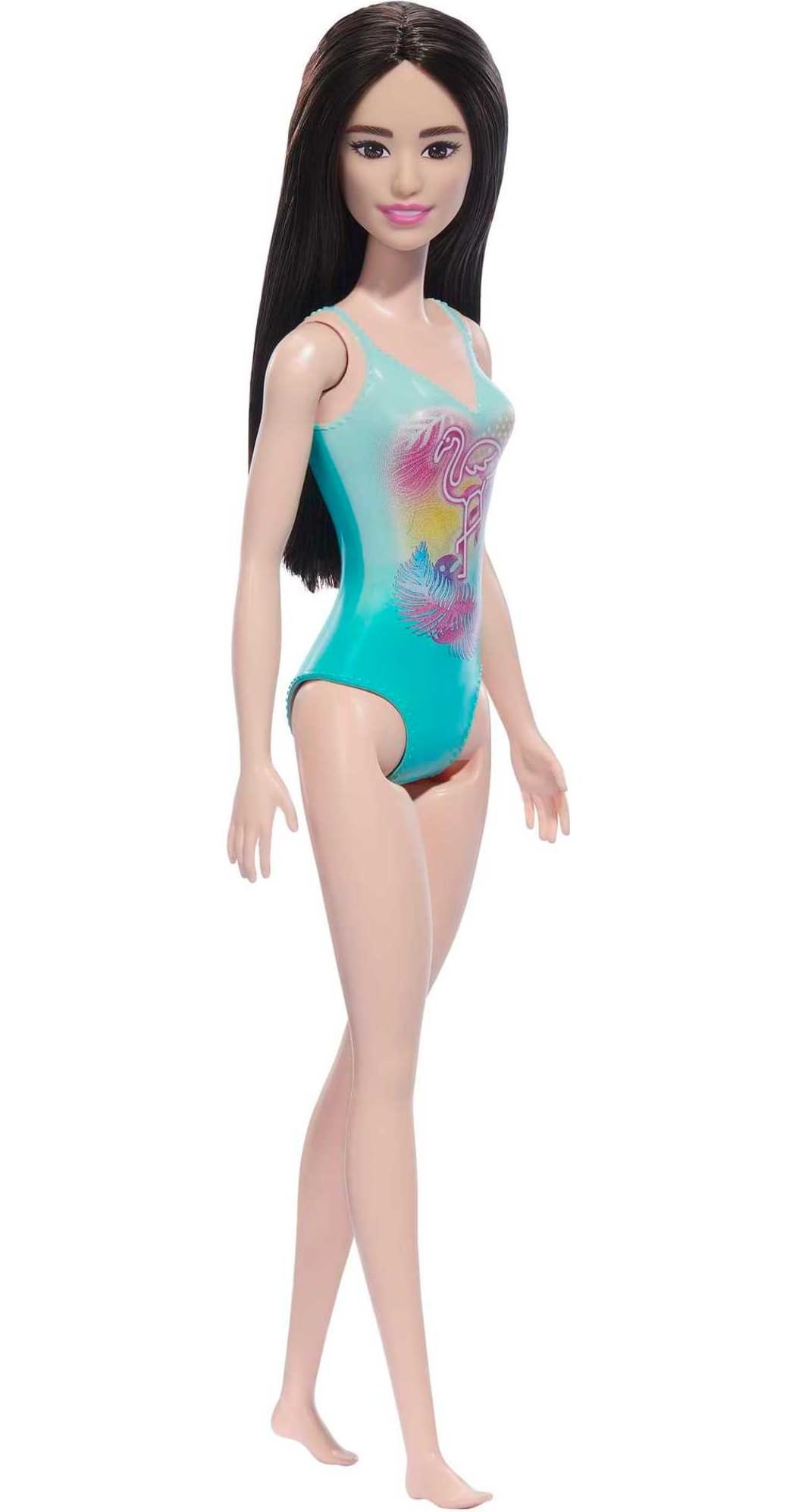 Barbie ​Beach Doll with Black Hair, Blue One-Piece Swimsuit with Tropical Print, Pool and Beach Toys-image-37