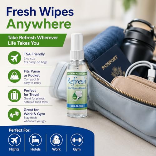 Image of Refresh Liquid Wipe, Toilet Paper Foam (8 Fl Oz, Original Spray)
