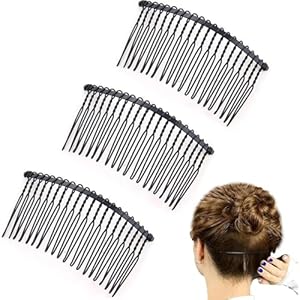 3Pcs Hair Comb, 20 Teeth Black Hair Clip Combs, Metal Hair Side Combs Hair Fork, Hair Combs Slides for Women, Hair Clips Accessories for Women Girls