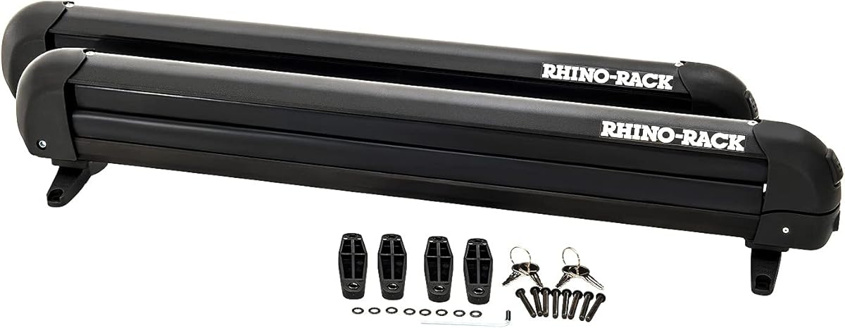 Rhino-Rack Carrier for Skis, Snowboards, Fishing Rods, Paddles, Skateboards, Water Skis, Wakeboard & More, Universal Mounting, Easy to Use, Locking, Lightweight & Heavy Duty, Suitable for All Vehicles