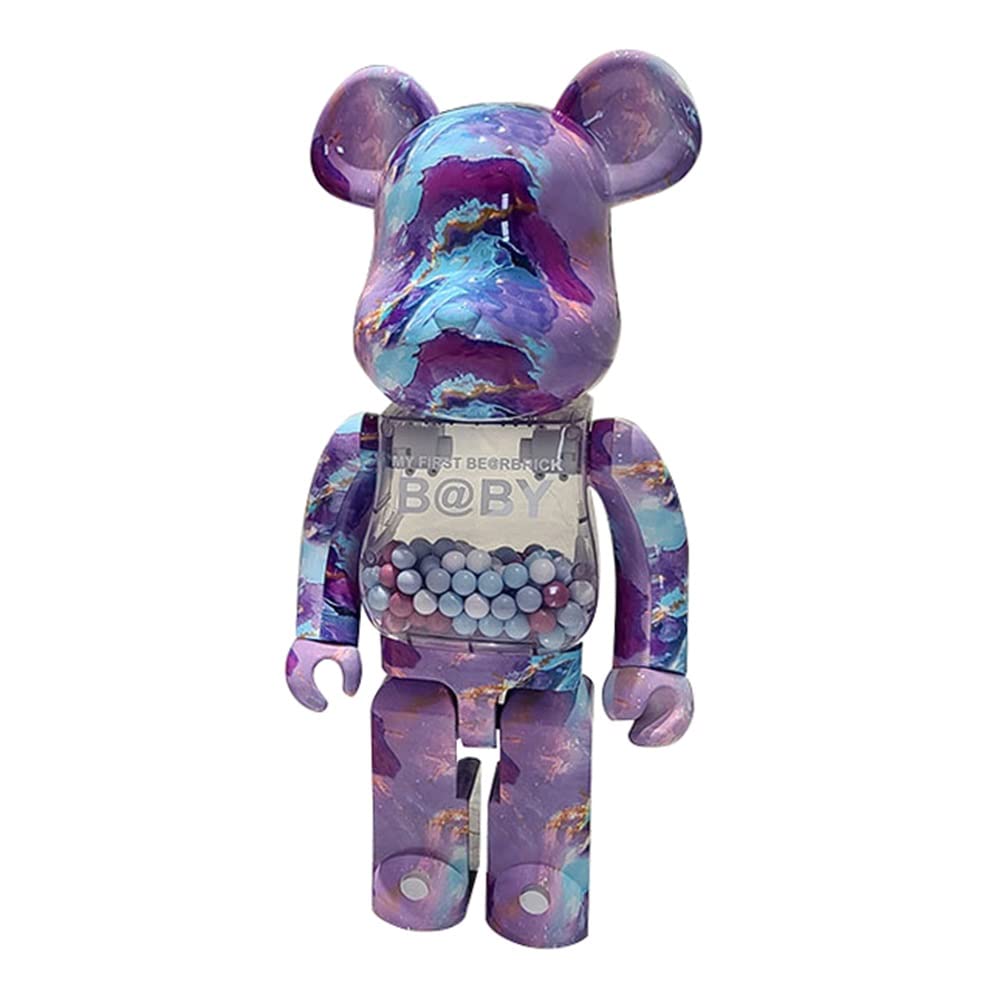 DJFOG Statues Violent Bear,1000% Building Blocks Bear 70cm/27.6in Bearbrick Nebula Marble Figurine Handmade Collectible Decoration Christmas Birthday Gift