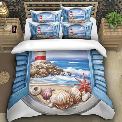 Housse de couette mer et taie d'oreiller résistante en 3D