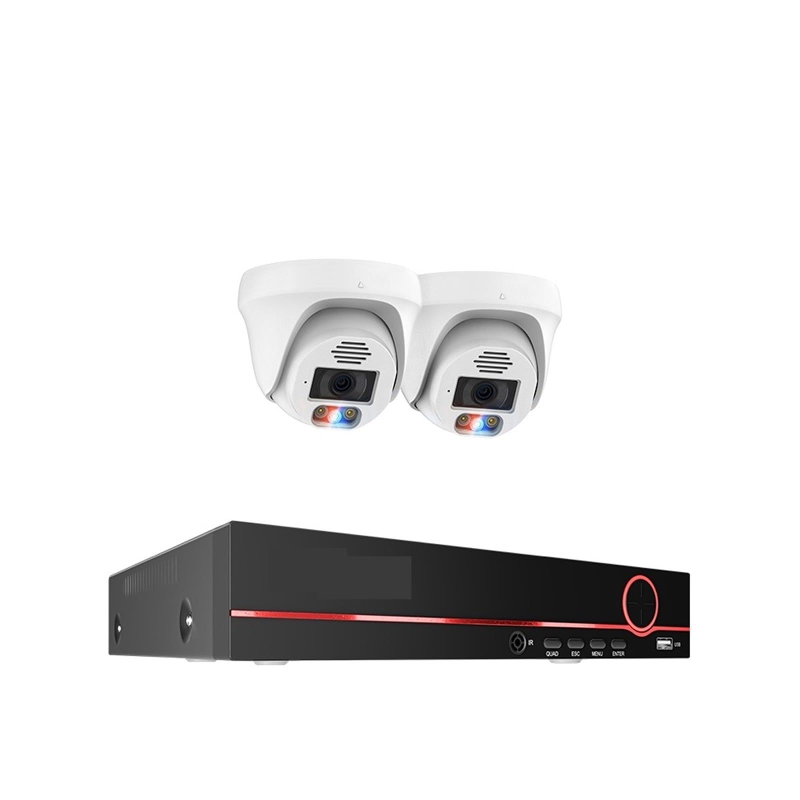 Kit Video Surveillance, Système de caméra de sécurité POE H.265 8CH 4K 5MP, dôme de détection de visa 8MP, Kit de vidéosurveillance intérieure bidirectionnelle couleur nocturne(1T,8CH 2pcs 5MP Camera)