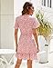 Naggoo Women's Summer Wrap V Neck Polka Dot Print Ruffle Short Sleeve Mini Floral Dress with Belt (M, Pink)