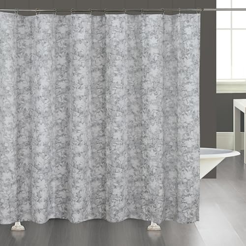 Dainty Home Laureen Floral Jacquard Soft Polyester Shower Curtain with Textured Puffs, 72' x 72'