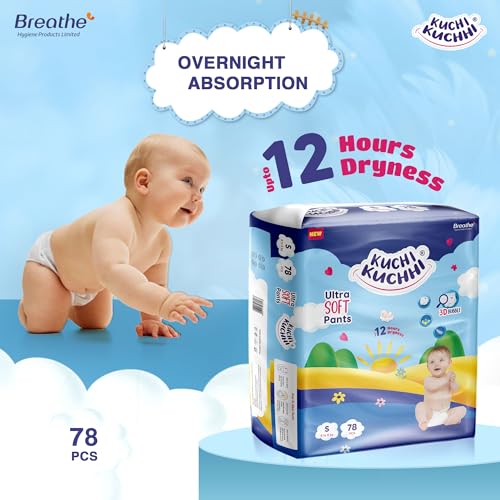 Image of Premium super soft baby diaper with a 3D bubble top and super absorbent core | Added active leak barriers and wetness indicators - S Size, 156 Count