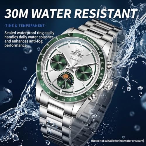 Image of OLEVS Men's Automatic Watch Batteryless Waterproof Mechanical Self Winding Stainless Steel Dress Luxuxry Wrist Watch with Tourbillon, Day-Day-Year & Chronograph Gift for Him Relojes de Hombres