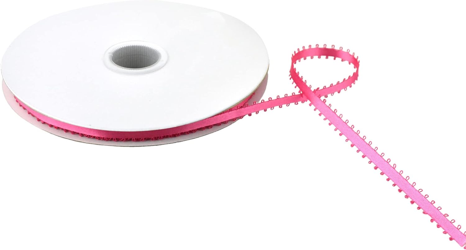 Homeford FCR000PSD0316175 Picot-Edge ダブルフェイス サテンリボン 3/16インチ ホットピンク