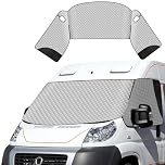 CISSIYOG Motorhome Windscreen Cover Compatible with Fiat Ducato, for Peugeot Boxer, for Ci-troen Relay X250/290 (2006-2025), Insulation Blind Windscreen Cover with Storage Bag,All Season Protection