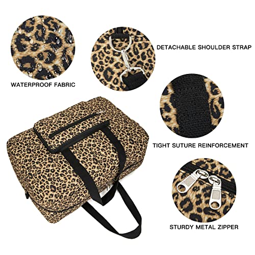 Foldable Travel Duffel Bag, Medium Women's Weekender and Overnight bag carry on Luggage bag for Women(Leopard)4