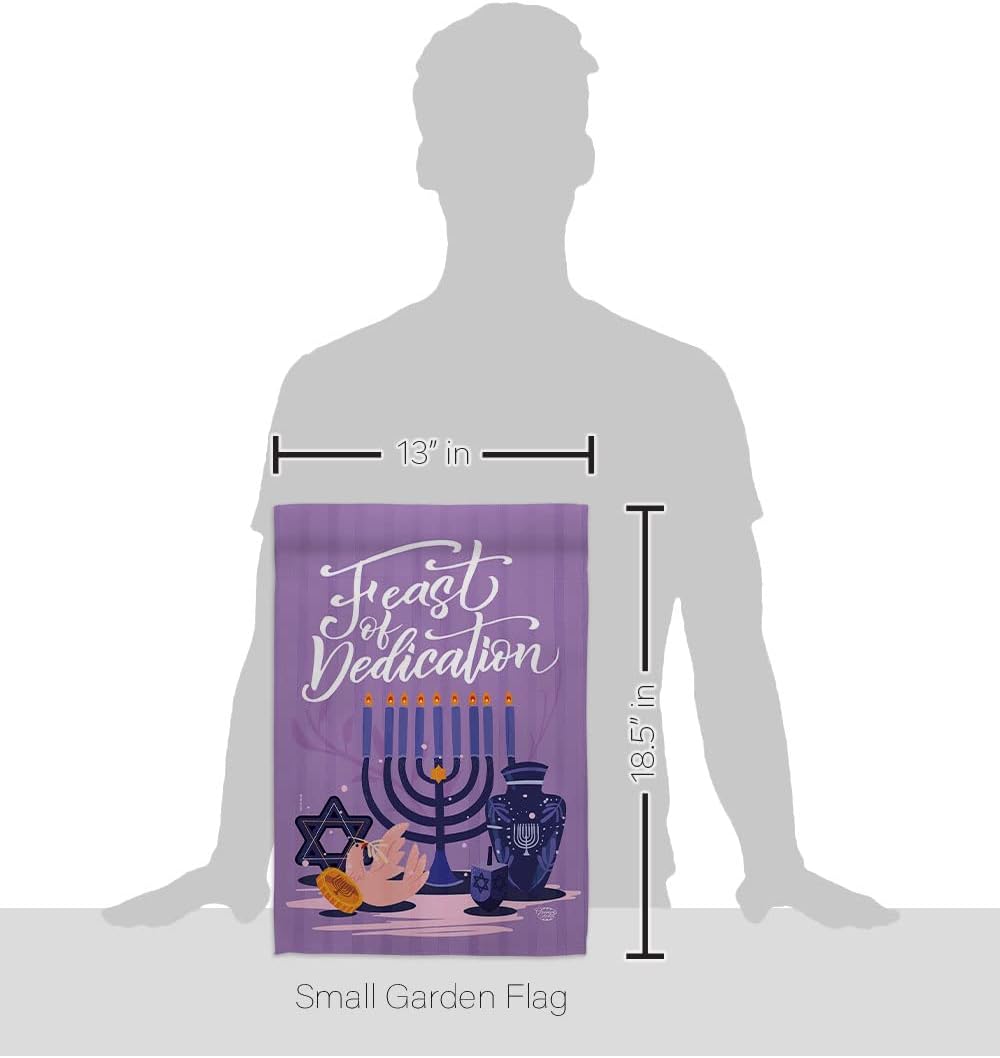 Feast of Dedication Garden Flag Pole Home Decor Banner Room Wall Art Patio Front Porch Outdoor Decorations Small Tapestry Yard Sign Wintertime Candle Bonsai Menorah Jewish Chanukah David Made In USA