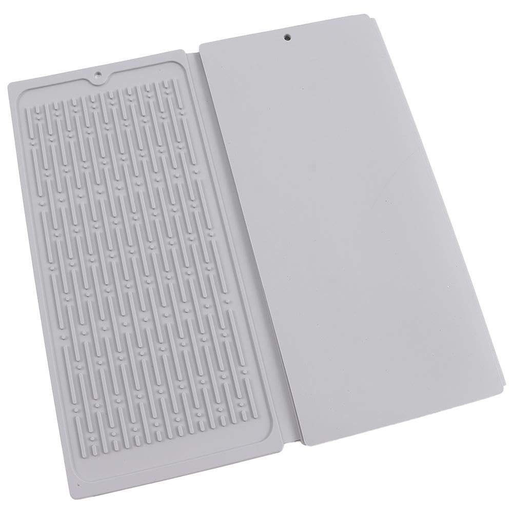 Tappetino scolapiatti pieghevole in silicone, 50 x 35 cm, antiscivolo, grigio, per piano di lavoro della cucina, perfetto per posate, ciotole, piatti, salvaspazio