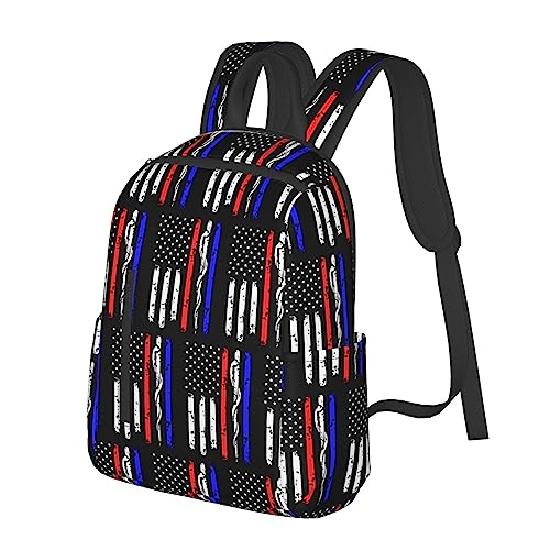american thin red blue line Police Firefighter EMT Flag Backpack Large Computer Bag Rucksack2
