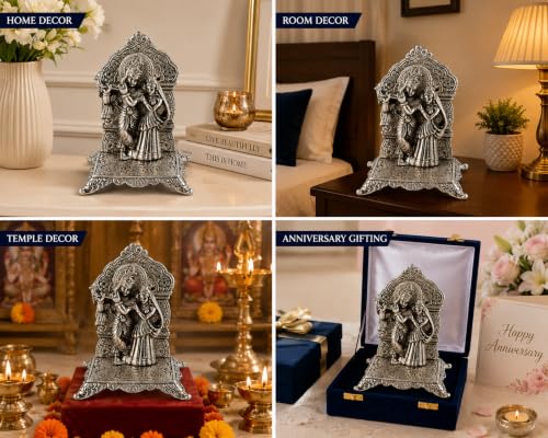 Image of Lavanaya Silver - Silver Plated God Idol Radha Krishna Statue |Showpiece with Premium Gift Box Packing (RKSC(RVB))