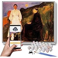 Amazon | DIY 数字油絵 エドヴァルド・ムンクの母と娘の絵 キャンバス