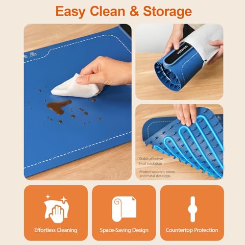 Image of YCDYCD Electric Warming Mat for Food: Adjustable 9-Level Temperature & 1-6H Timer - Silicone Heating Tray for Kitchen Countertop, Buffets, Travel /Party Gatherings