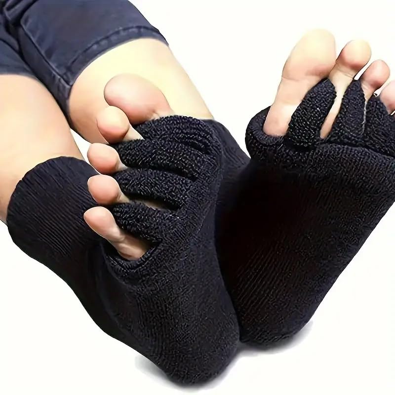 1 Pair Women's Toe Separating Yoga Socks, Breathable Non-Slip Five-Toe Design, Solid Color2