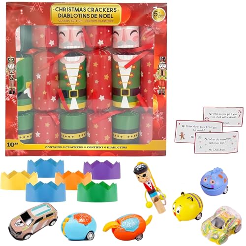 6pcs Crackers de Navidad,Galletas Familiares Navideñas Lujosas Novedades Regalos Gorros de Fiesta Infantil Luxury Christmas Crackers para Regalo Favorito para la Mesa de la fiesta de Navidad (Set 2)