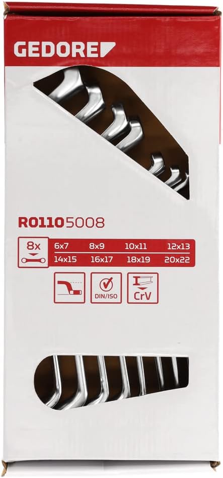 GEDORE RED Double Ended Ring Spanner Set size6-22mm 8pcs