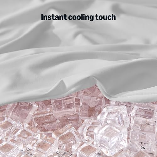 Image of Amazon Basics Cooling Sheets, 4-Piece Bed Sheet Set for Summer, Soft and Breathable for Hot Sleepers, Bedding with 1 Deep Pocket Fitted Sheet, 1 Flat Sheet, and 2 Pillowcases, Full, Gray