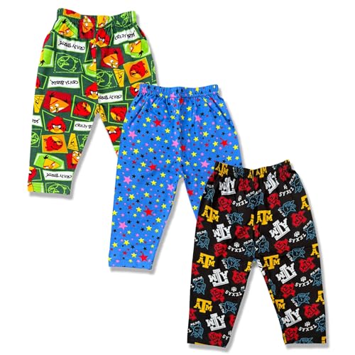 JWINGS Cotton Pajama Pants Track Pants with Cute Print for Boys & Girls, Baby Boys & Baby Girls, Unisex, Newborn, Infant – Pack of 3