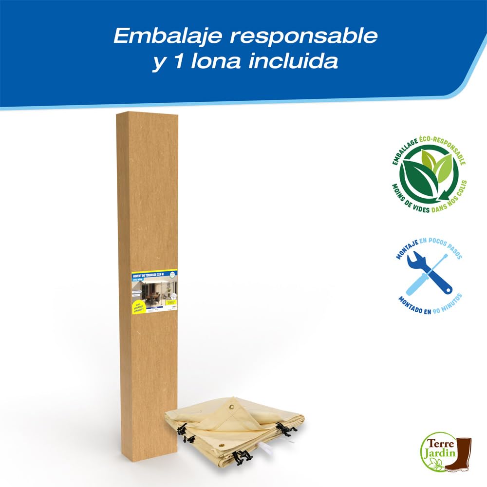 Tonnelle adossée Beige 4 x 3 m Noir