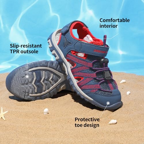 Image of DREAM PAIRS Boys Girls Closed-Toe Outdoor Summer Water Sport Sandals for Toddler /Little /Big Kid